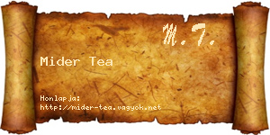 Mider Tea névjegykártya